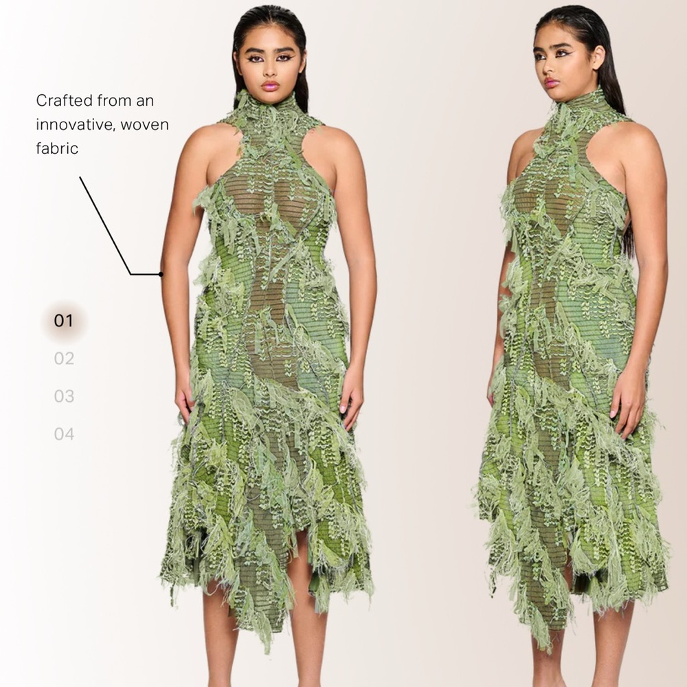 Chic Asymmetrical Green Woven Dress